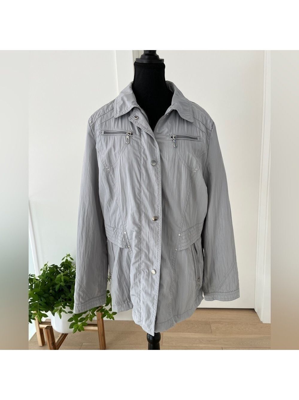 GERRY WEBER Grey Lightweight Zip Front Jacket Casual Neutral Travel Commute
